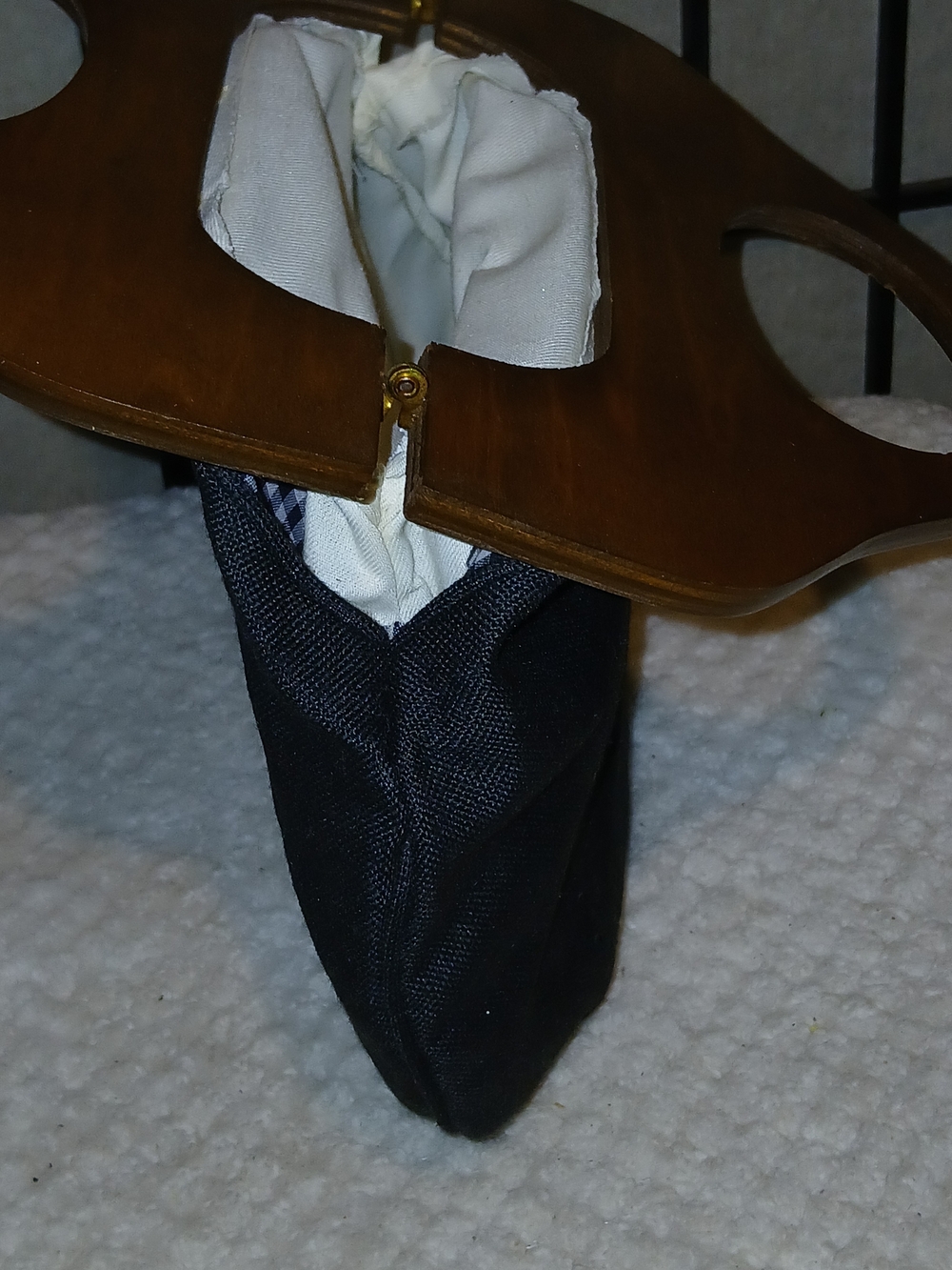 Black Fabric Handbag with Wooden Handles - Picture 4 of 5